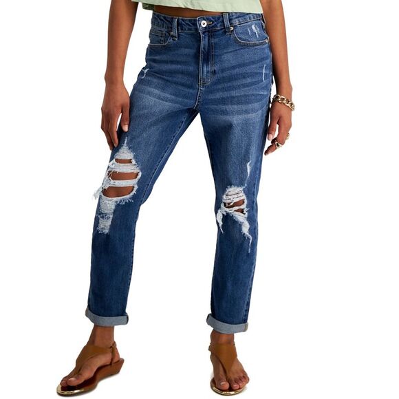 Juniors' Ripped Mom Jeans - Picture 1 of 1
